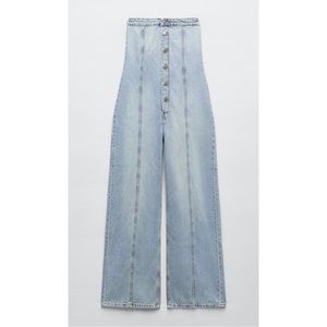 Zara TRF Strapless Denim Jumpsuit